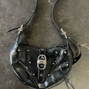 JW PEI Chic Black Leather Shoulder Bag